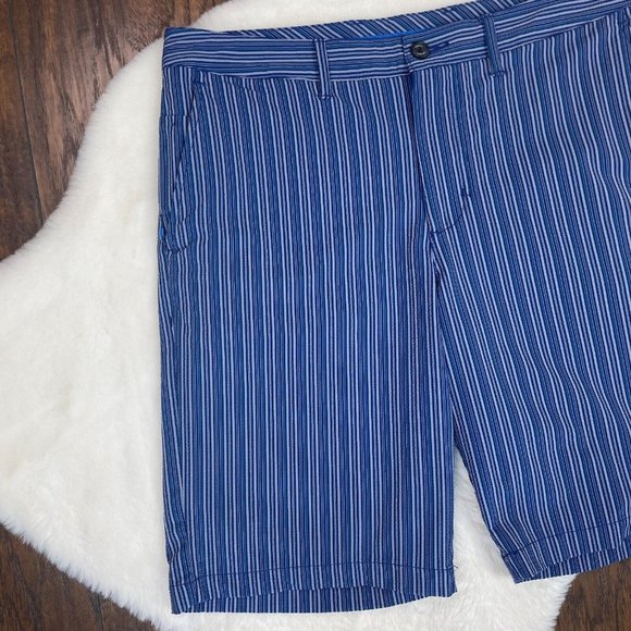 Tommy Bahama Shorts 33 Blue Striped Stretch Nylon 10" Inseam Golf Men's - Picture 3 of 9